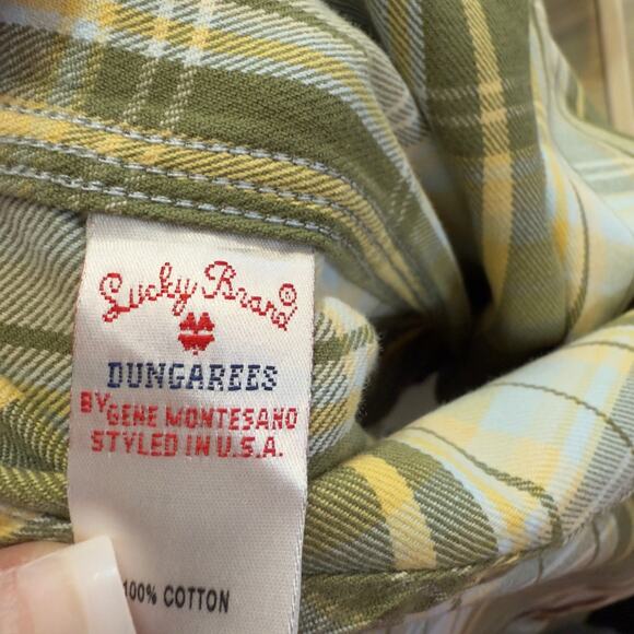 Lucky Brand Dungarees Mens Size L Heavy Cotton Green Plaid Button Up Shirt #3595 - Picture 7 of 7